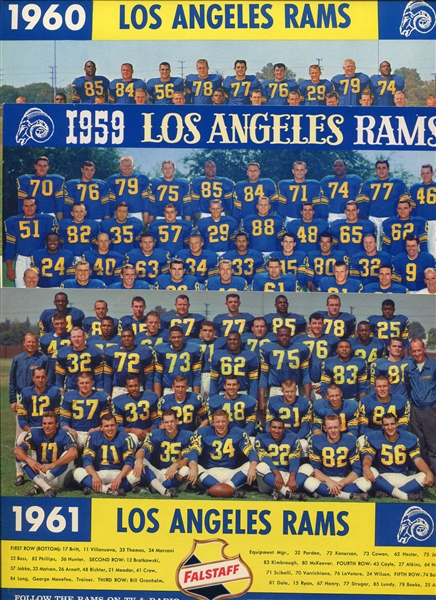1959 1960 & 1961 Los Angeles Rams Falstaff Beer Team Photos