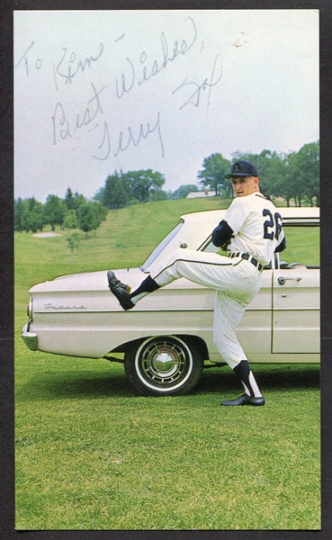 1962 Ford Detroit Tigers Terry Fox Signed Postcard
