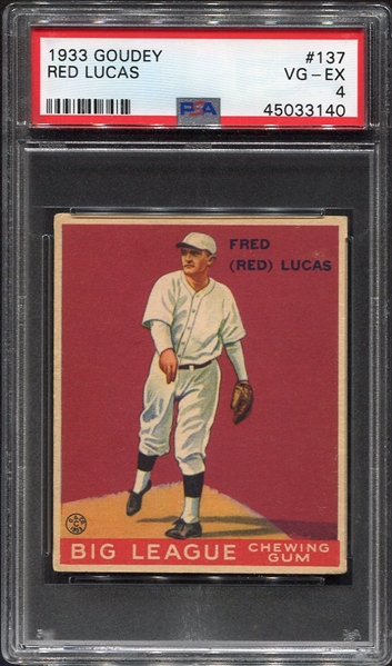 1933 Goudey #137 Red Lucas Cincinnati Reds PSA 4