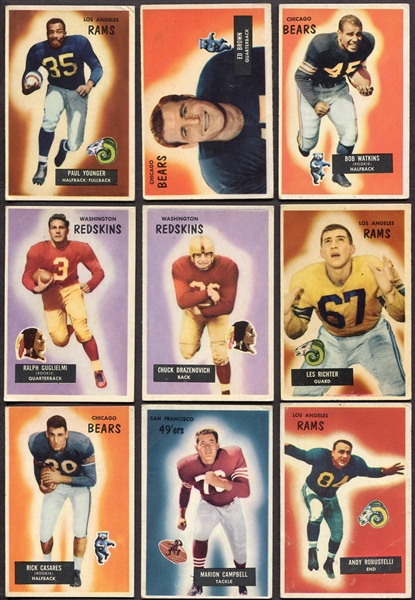 1955 Bowman Football Lot of 15 Different Inc. Last Card #160