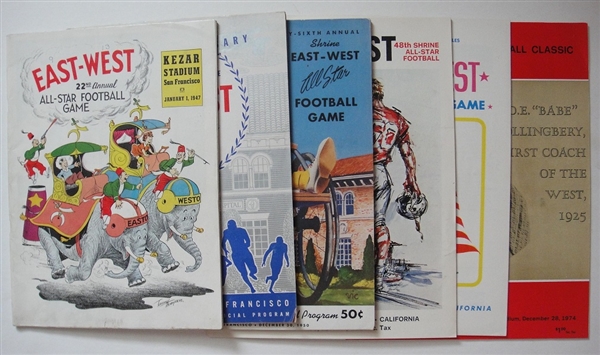East-West Shrine Bowl All-Star Game Programs 6 Different 1947-1974