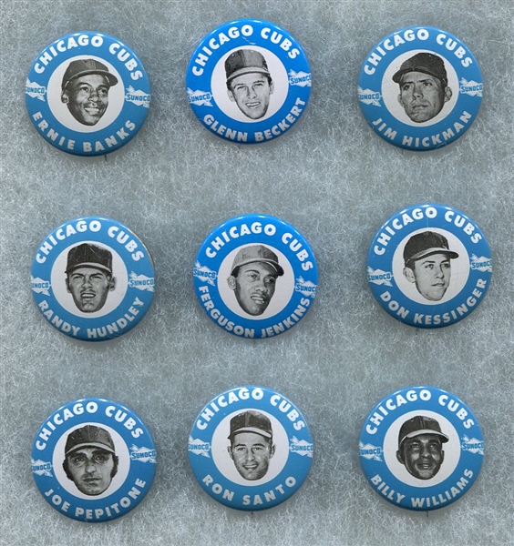 1969 Sunoco Gas Chicago Cubs Complete Set of 9