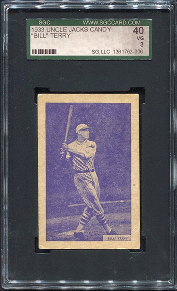 R317 1933 Uncle Jacks Candy Bill Terry SGC 40