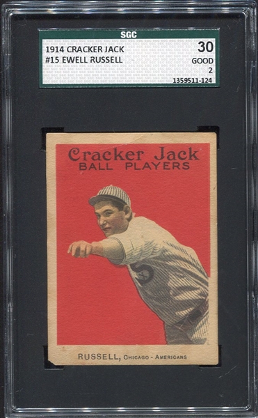 1914 Cracker Jacker #15 Ewell Russell Chicago White Sox SGC 30