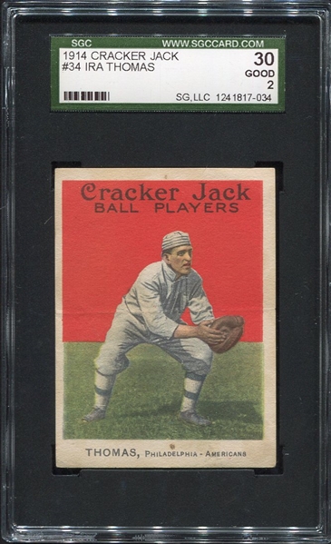 1914 Cracker Jacker #34 Ira Thomas Philadelphia SGC 30