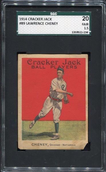 1914 Cracker Jacker #89 Lawrence Cheney Chicago SGC 20