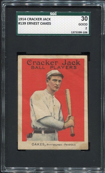 1914 Cracker Jacker #139 Ernest Oakes Pittsburgh Federals SGC 30