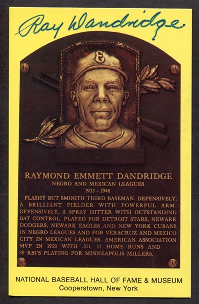 Ray Dandridge Signed HOF Gold Plaque Postcard