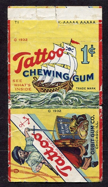 1932 Tattoo Orbit Chewing Gum Wrapper
