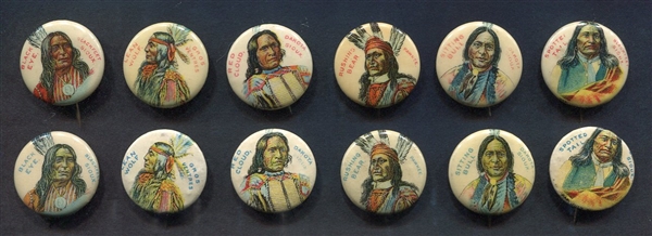 PE7-9 1890s Pepsin Gum American Indian Chiefs Complete Sets of 6 of Each Color