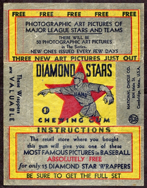 1934-36 Diamond Stars Wrapper Nrmt