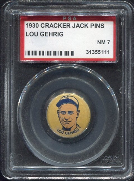 1930 Cracker Jack Pins Lou Gehrig PSA 7