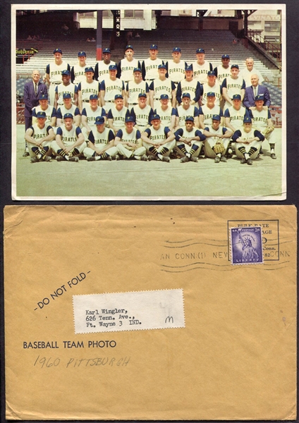1960 Pittsburgh Pirates Team Photo w/Original Mailer