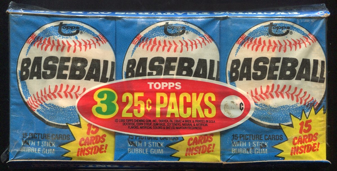1980 Topps Baseball Traypack 3 Sealed Packs