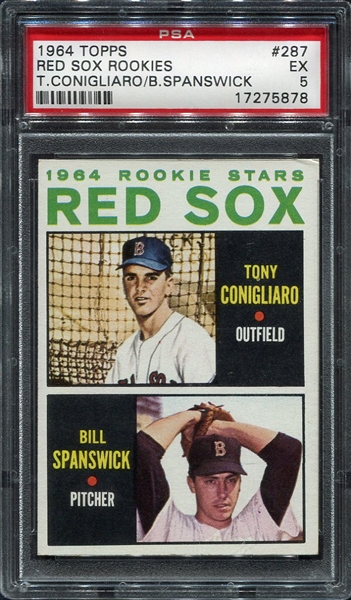 1964 Topps #287 Red Sox Rookies T. Conigliaro/B. Spanswick PSA 5