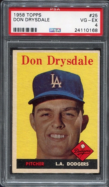 1958 Topps #25 Don Drysdale PSA 4