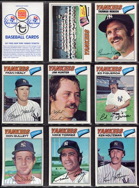 1977 & 1978 Burger King New York Yankees Complete High Grade Sets