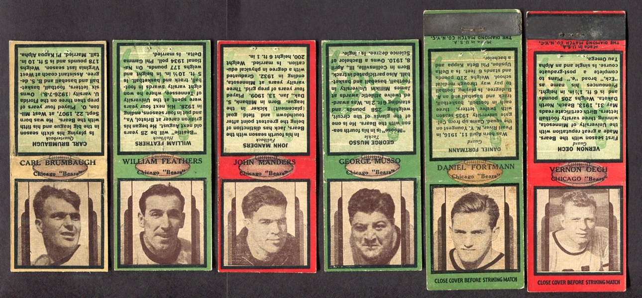 1936 & 37 Diamond Matchbooks Chicago Bears
