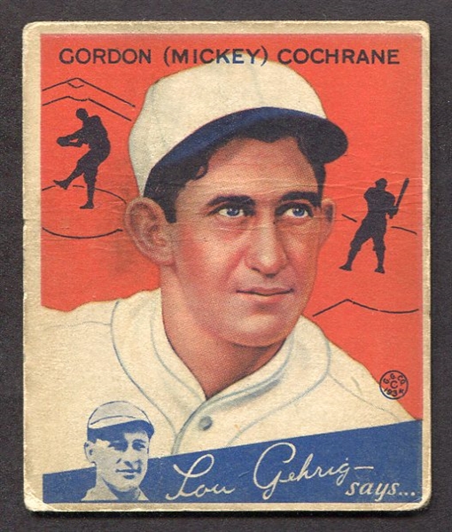 1934 Goudey #2 Mickey Cochrane 