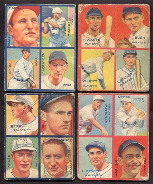 1935 Goudey 4-in-1 Lot of 4 Different w/HOFers