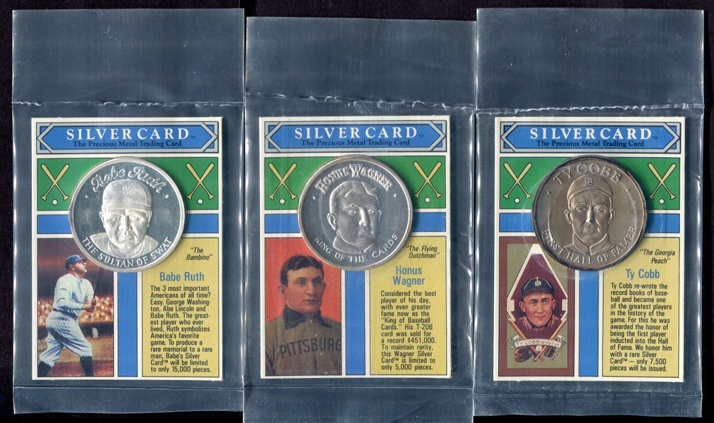 1992 Silver Card 1oz. Silver Cobb Ruth & Wagner