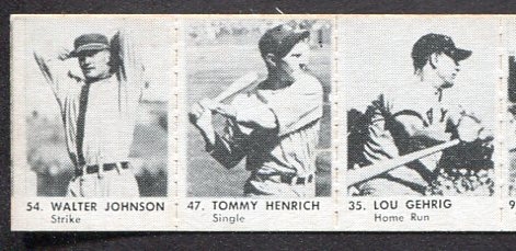 1950 R423 Strip of 13 w/Gehrig & Johnson Nrmt