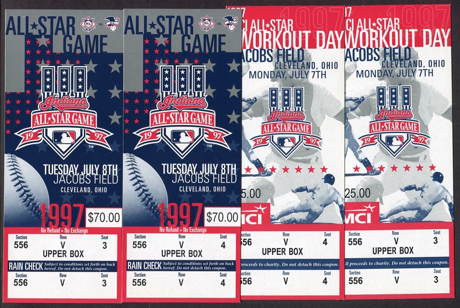 1997 All-Star Game Pair of Unused Tickets & Work-out Day Tickets