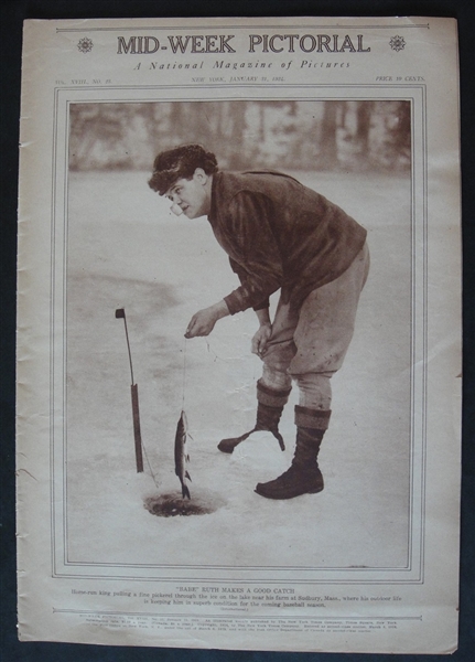 1924 Mid-Week Pictorial With Babe Ruth Ice-fishing on the Cover