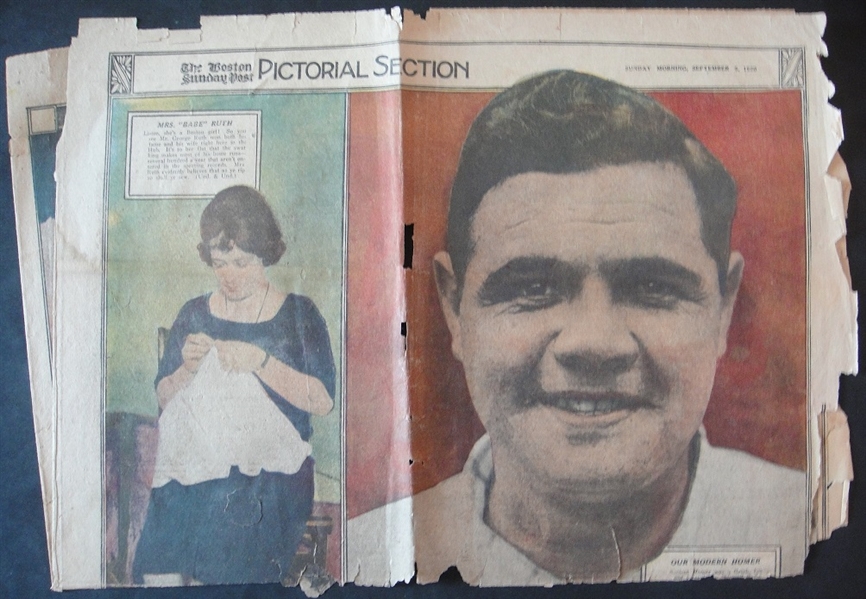 1920 Boston Sunday Post with Babe Ruth & Wife