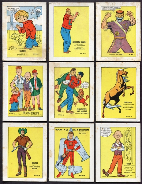 1940s-50s Lev Gleason Comic Cards Complete 15 Card Set + Ad Card!