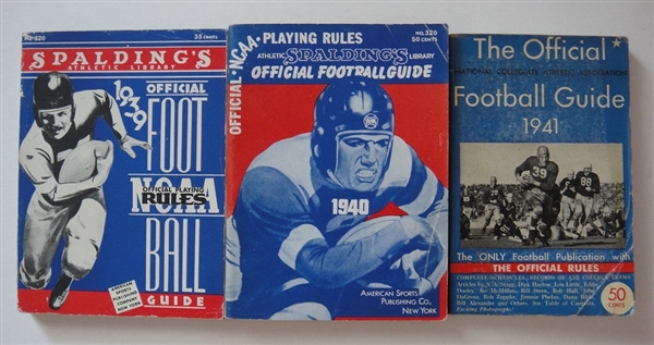 1939 1940 & 1941 Spaldings NCAA Football Guides