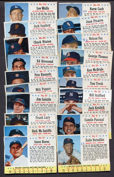 1963 Post Cereal Baseball Lot of 33 Different