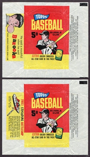 1965 Topps Baseball Wrappers 2 Different