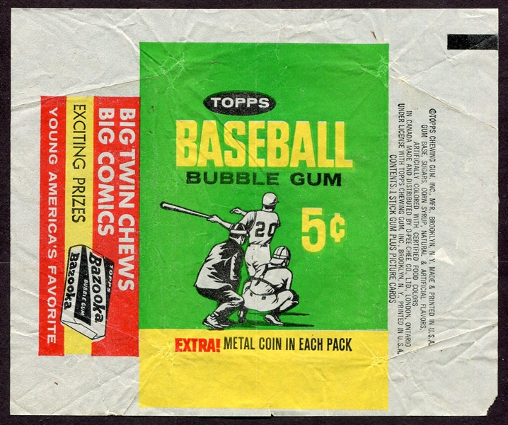 1964 Topps Baseball Wrapper Metal Coin Ad