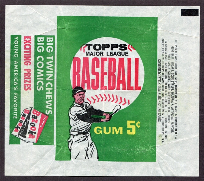 1962 Topps Baseball Wrapper Very Nice