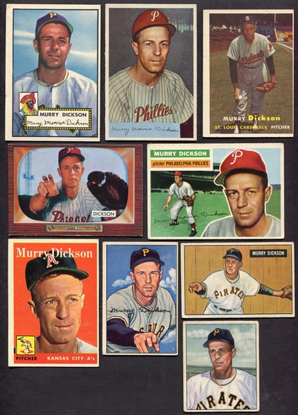 1950-58 Murray Dickson Lot of 9 Cards & Autograph