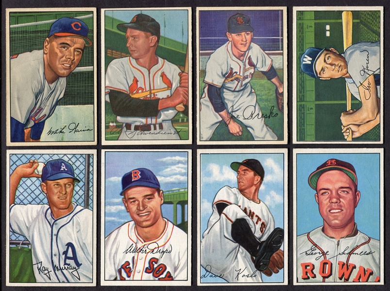 1952 Bowman Lot of 8 Higher Grade Cards w/Stars