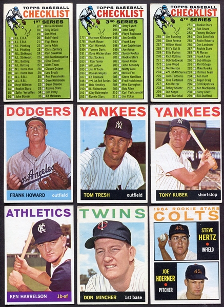 1964 Topps Team Card Lot of 18 Different Stars & Listed Cards