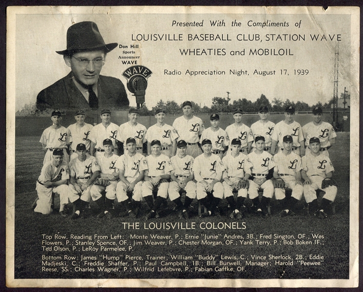 1939 Louisville Colonels Team Photo Premium With Pee Wee Reese