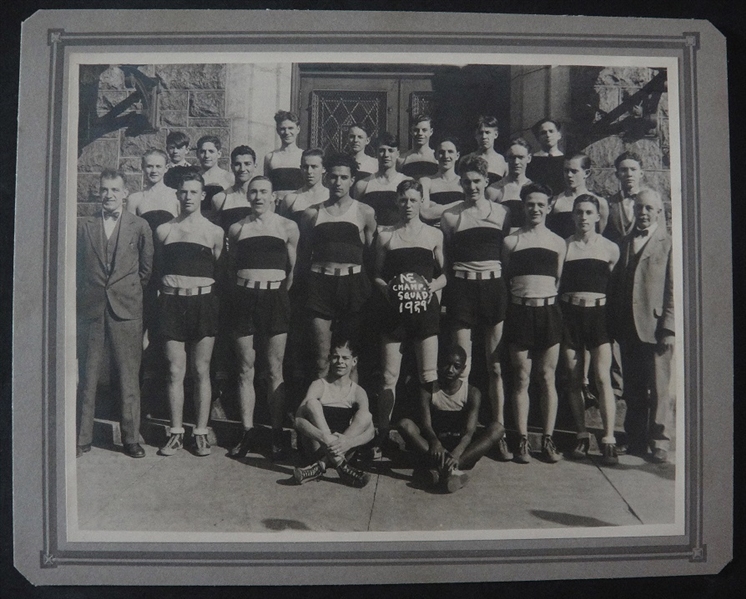 1929 Basketball Cabinet Photo of NE Champ. Squad