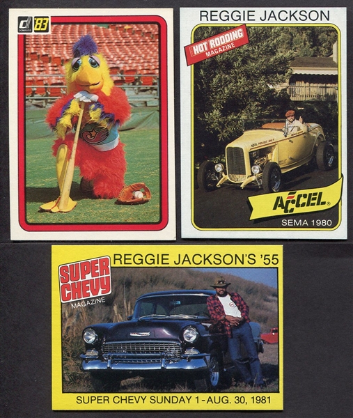 Reggie Jackson Collector Car Cards + San Diego Chicken Card