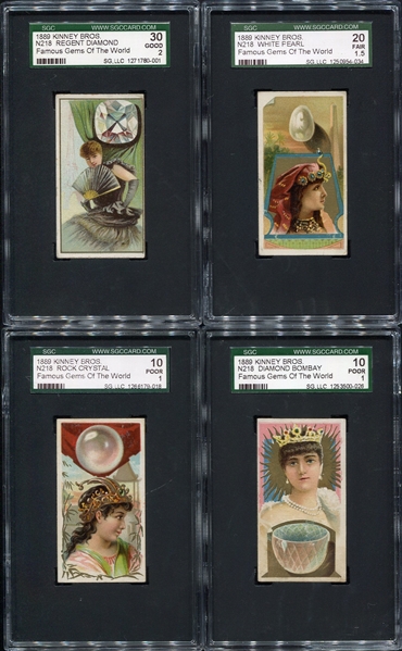 N218 1889 Kinney Brothers Famous Gems of the World Lot of 5 SGC Graded