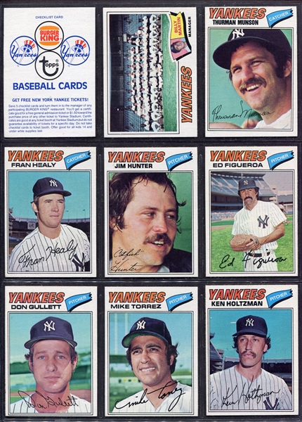 1977 1978 & 1979 Burger King Yankees Complete Sets Nrmt/Nrmt-MT