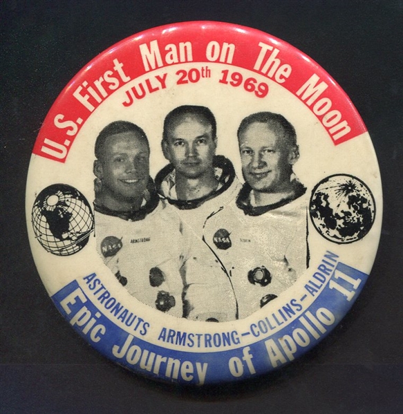 1969 U. S. First Man on The Moon Large Pinback Button