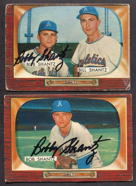 1955 Bowman Bobby Shantz Autographed Cards Two Different