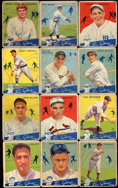 1934 Goudey Lot of 12 Different w/Manush