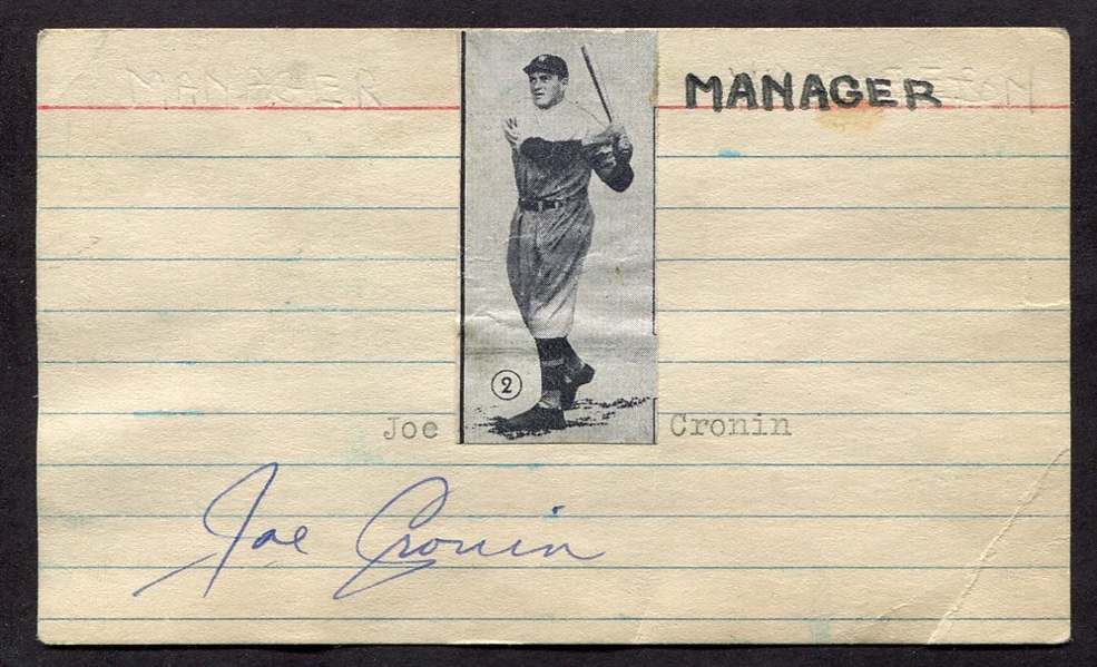 Joe Cronin Signed Note Card