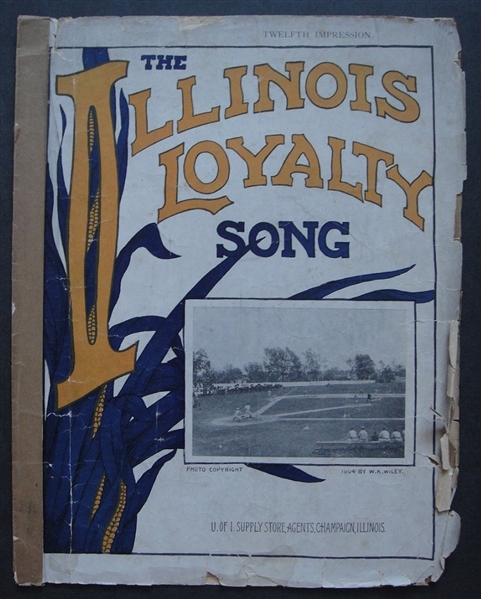 University Illinois Loyalty Song Sheet Music w/Baseball Team Photo