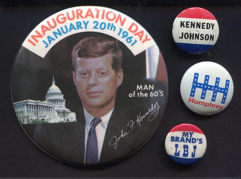 4 Campaign Pins JFK Johnson Humphrey