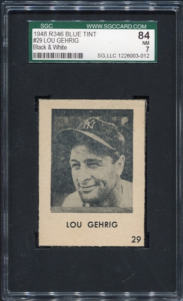 R346 1948 Blue Tint #29 Lou Gehrig Black & White SGC 84